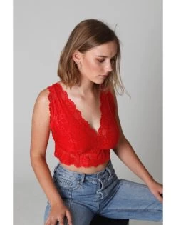 Alice&Jann Elaine Bralette Beha Zonder Beugel - Rood - 9849 -Lingerie Kortingswinkel alicejann elaine bralette beha zonder beugel rood 9849 3
