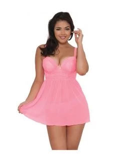 Curvy Kate Can Can Longline Babydoll Grote Cupmaten - Flamingo - SG4017