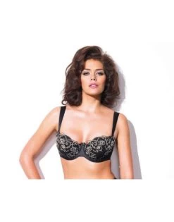 Masquerade Delphi Voorgevormde Balconnet Beha Grote Cupmaten - Black/Ivory - 6411