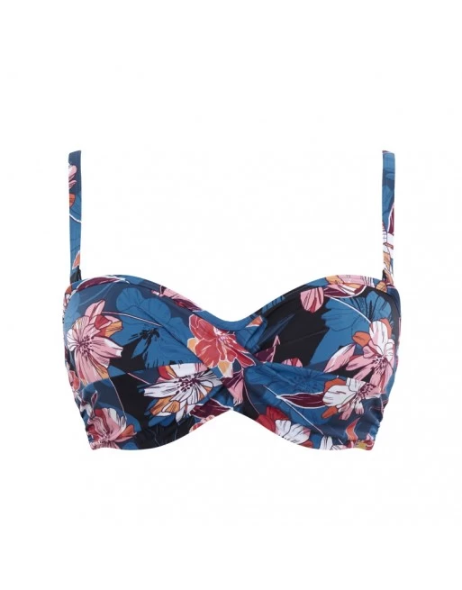 Panache Swim Anya Riva Print Bandeau Bikini BH Kleine En Grote Maten 65-85 Cup D Tot K - Blue Floral - SW1403 2 Panache Swim Anya Riva Print Bandeau Bikini BH Kleine En Grote Maten 65-85 Cup D Tot K - Blue Floral - SW1403 - Image 2