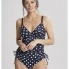 Panache Swim Anya Riva Spot Tankini Kleine En Grote Maten 65-90 Cup D Tot J - Navy/Vanilla - SW1451