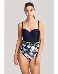 Panache Swim Florentine Strapless Bandeau Badpak Grote Cupmaten - Navy Floral - SW1058 -Lingerie Kortingswinkel panache swim florentine strapless bandeau badpak grote cupmaten navy floral sw1058 2