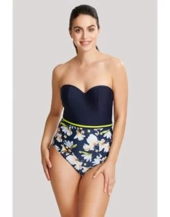 Panache Swim Florentine Strapless Bandeau Badpak Grote Cupmaten - Navy Floral - SW1058