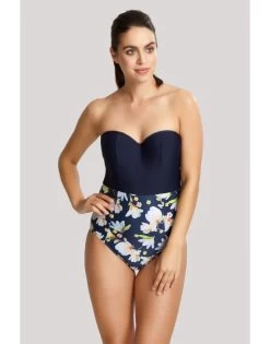 Panache Swim Florentine Strapless Bandeau Badpak Grote Cupmaten - Navy Floral - SW1058 -Lingerie Kortingswinkel panache swim florentine strapless bandeau badpak grote cupmaten navy floral sw1058 4