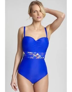Panache Swim Florentine Strapless Bandeau / Multifunctioneel Badpak Grote Cupmaten - Cobalt Floral - SW1058 -Lingerie Kortingswinkel panache swim florentine strapless bandeau multifunctioneel badpak grote cupmaten cobalt floral sw1058 3