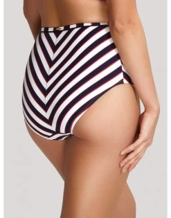 Panache Swim Lucille Bikini Slip Hoge Taille - Navy Stripe - SW1375 -Lingerie Kortingswinkel panache swim lucille bikini slip hoge taille navy stripe sw1375 3
