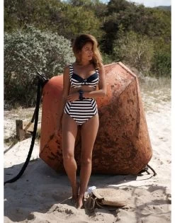 Panache Swim Lucille Bikini Slip Hoge Taille - Navy Stripe - SW1375 -Lingerie Kortingswinkel panache swim lucille bikini slip hoge taille navy stripe sw1375 7