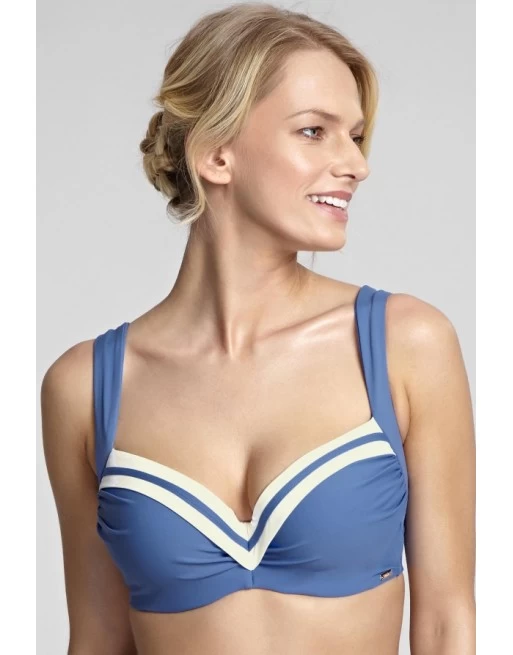 Panache Swim Portofino Voorgevormde Bikini Beha Grote Cupmaten D - I / T. 75-85 - Denim/Ivory - SW1212 2 Panache Swim Portofino Voorgevormde Bikini Beha Grote Cupmaten D - I / T. 75-85 - Denim/Ivory - SW1212 - Image 2