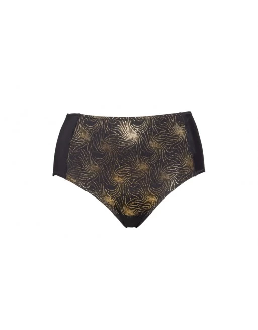 Plaisir Golden Hoge Bikini Slip - Grote Maten - 46-48 - Black/Golden - T0051 2 Plaisir Golden Hoge Bikini Slip - Grote Maten - 46-48 - Black/Golden - T0051 - Image 2