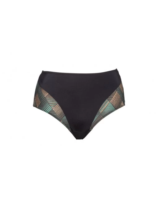 Plaisir Harlequin Bikini Slip Hoge Taille Grote Maten 44-50 - Black/Green Lurex - T0022 3 Plaisir Harlequin Bikini Slip Hoge Taille Grote Maten 44-50 - Black/Green Lurex - T0022 - Image 3