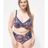 Plaisir Paisley Hoge Bikini Slip Grote Maten 44-52 - T0015-19 - Dark Blue