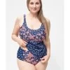 Plaisir Paisley Tankini Grote Maten 42-50 Cup C - H - T0057-19 - Dark Blue